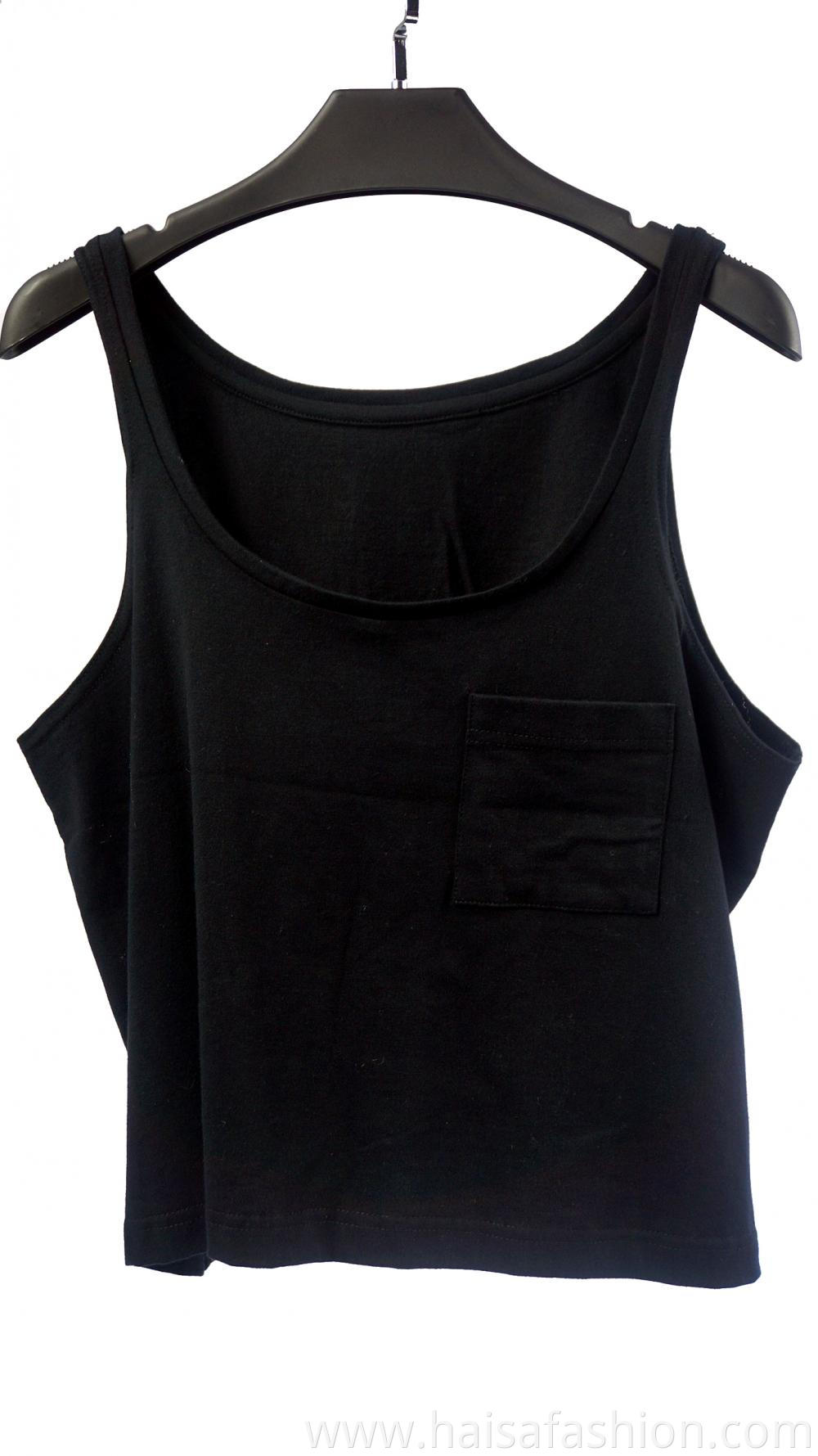 Women's Black Round Neckline Vest